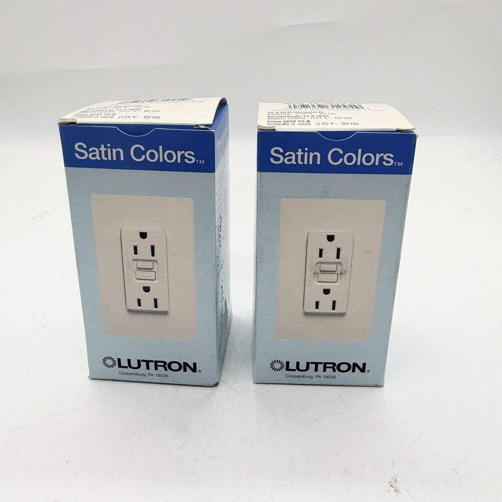 2 Lutron Satin Colors GFCI receptacles Model: SCR-15-GFCI-ES